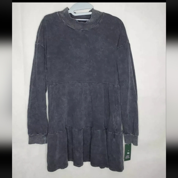 NWT Wild Fable XS Women's Long Sleeve Sweatshirt Dress Washed Black - Picture 3 of 6